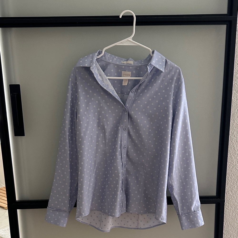 Women's Light Blue Polka Dot Shirt